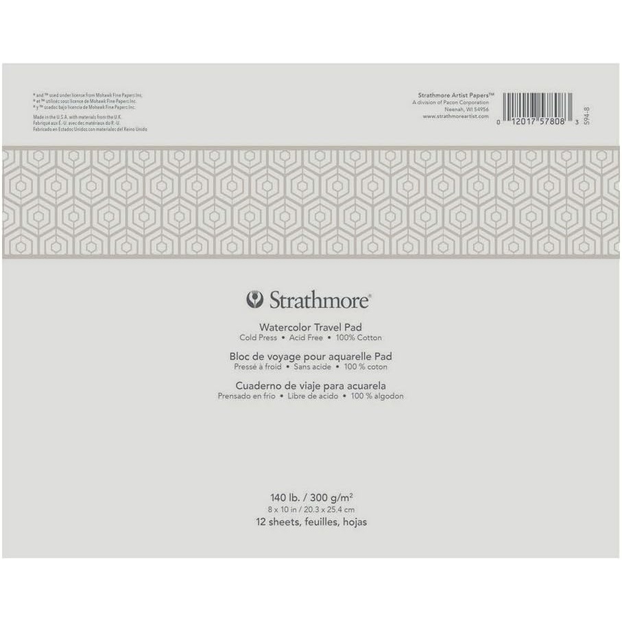 Strathmore 500 Series Ready Cut Watercolor Sheets, 140 lb. Cold Press, 5 X 7 inches, White, 25 Sheets (140-205)(Travel Pad)