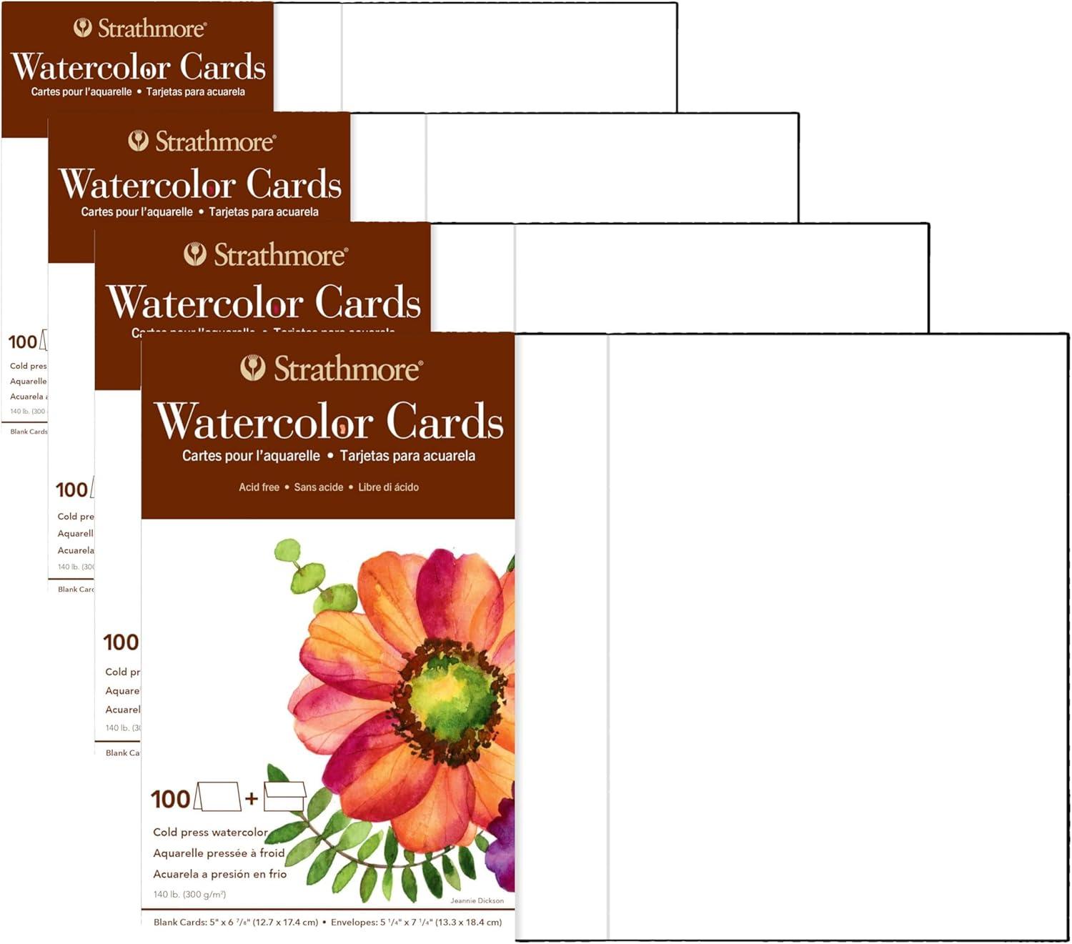 Strathmore Watercolor Cards, 5×6.875 inches, 100 Pack, Envelopes Included – Blank Greeting Cards for Weddings, Events, Birthdays(100 Pack)