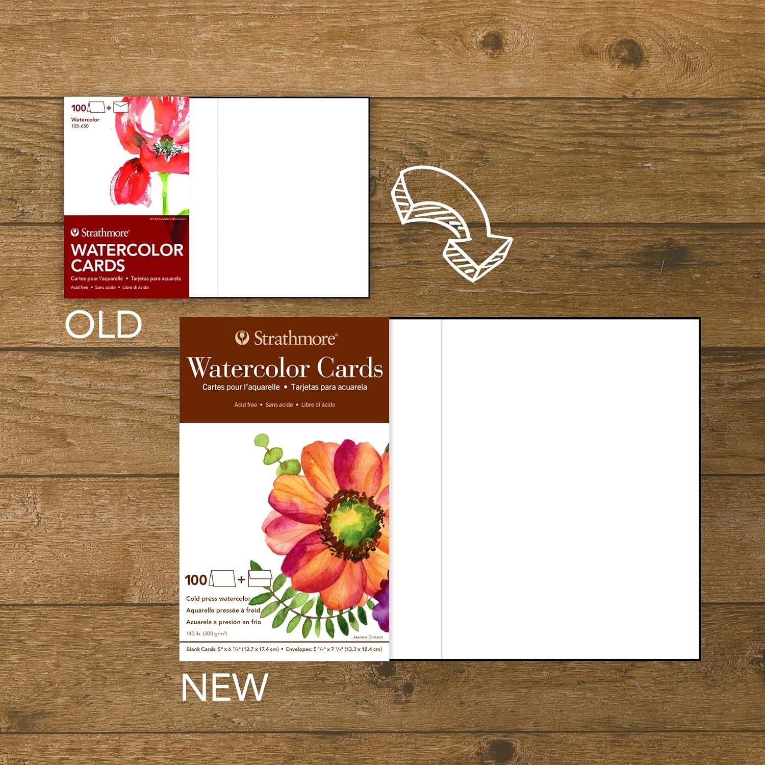 Strathmore Watercolor Cards, 5×6.875 inches, 100 Pack, Envelopes Included – Blank Greeting Cards for Weddings, Events, Birthdays(100 Pack)
