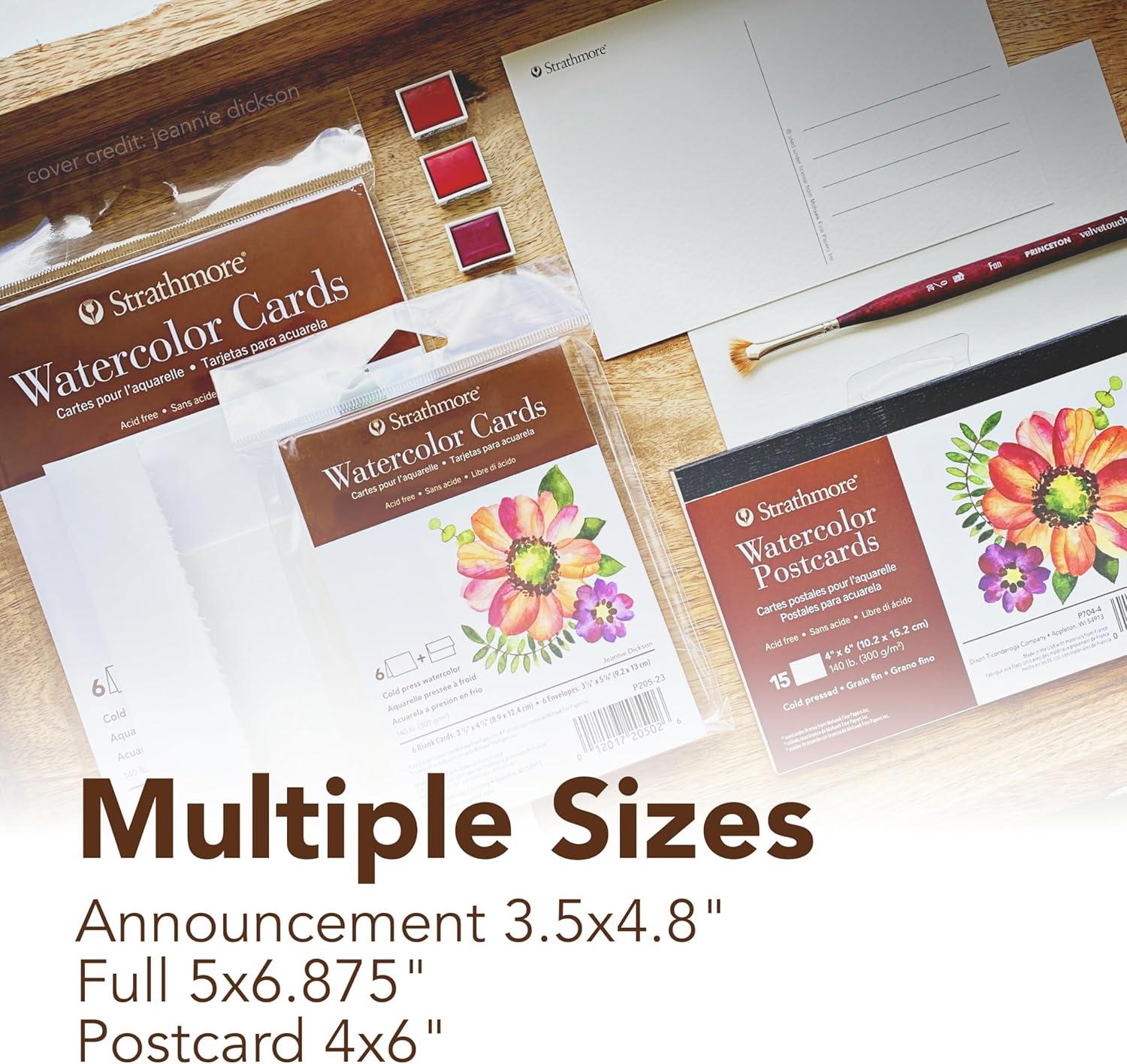 Strathmore 400 Series Watercolor Cards, Cold Press, 5×6.875 inches, 6 Pack, Envelopes Included – Custom Greeting Cards for Weddings, Events, Birthdays(5×6.875)