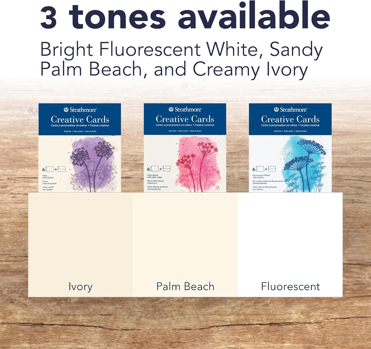 Strathmore Creative Cards with Envelopes, 80 lb. Smooth Surface, 5 X 6.875 inches, Ivory/Deckle, Package of 100 (105-630)(5×6.875)