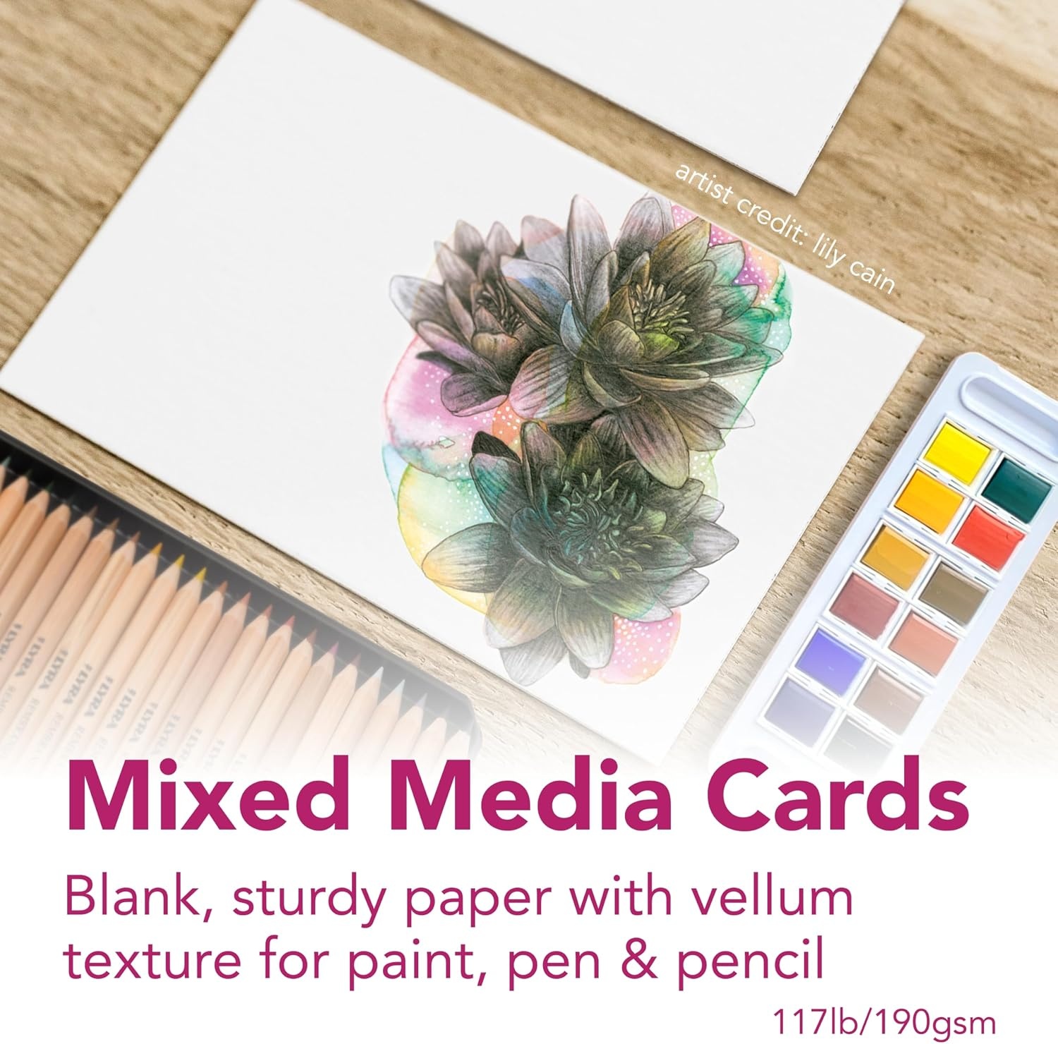 Strathmore 300 Series Mixed Media Cards, Announcement Size, 3.5×4.875 inches, 6 Cards & Envelopes – Blank Greeting Cards for Weddings, Events, Birthdays, Holidays(3.5×4.875″)