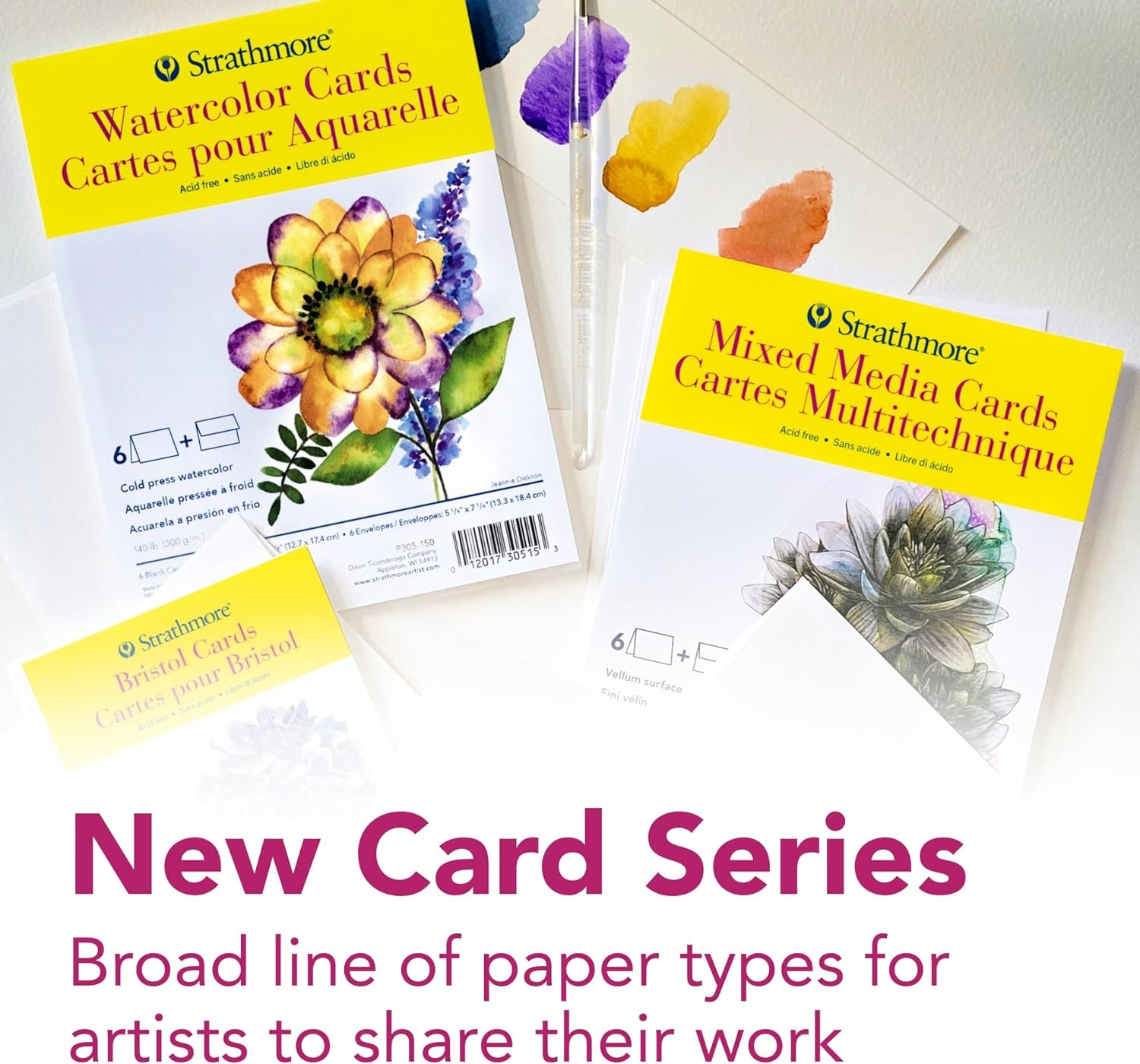 Strathmore 300 Series Bristol Cards, Smooth, 5×6.875 inches, 6 Cards & Envelopes – Custom Greeting Cards for Weddings, Events, Birthdays, Holidays(5×6.875″ (Pack of 6))