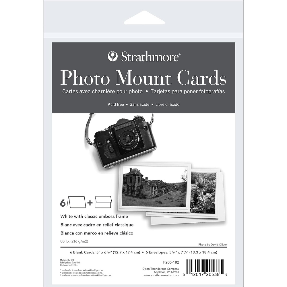 Strathmore Photo Mount Cards, White with Classic Border, 5×6.875 inches, 6 Pack, Envelopes Included – Custom Greeting Cards for Weddings, Events, Birthdays