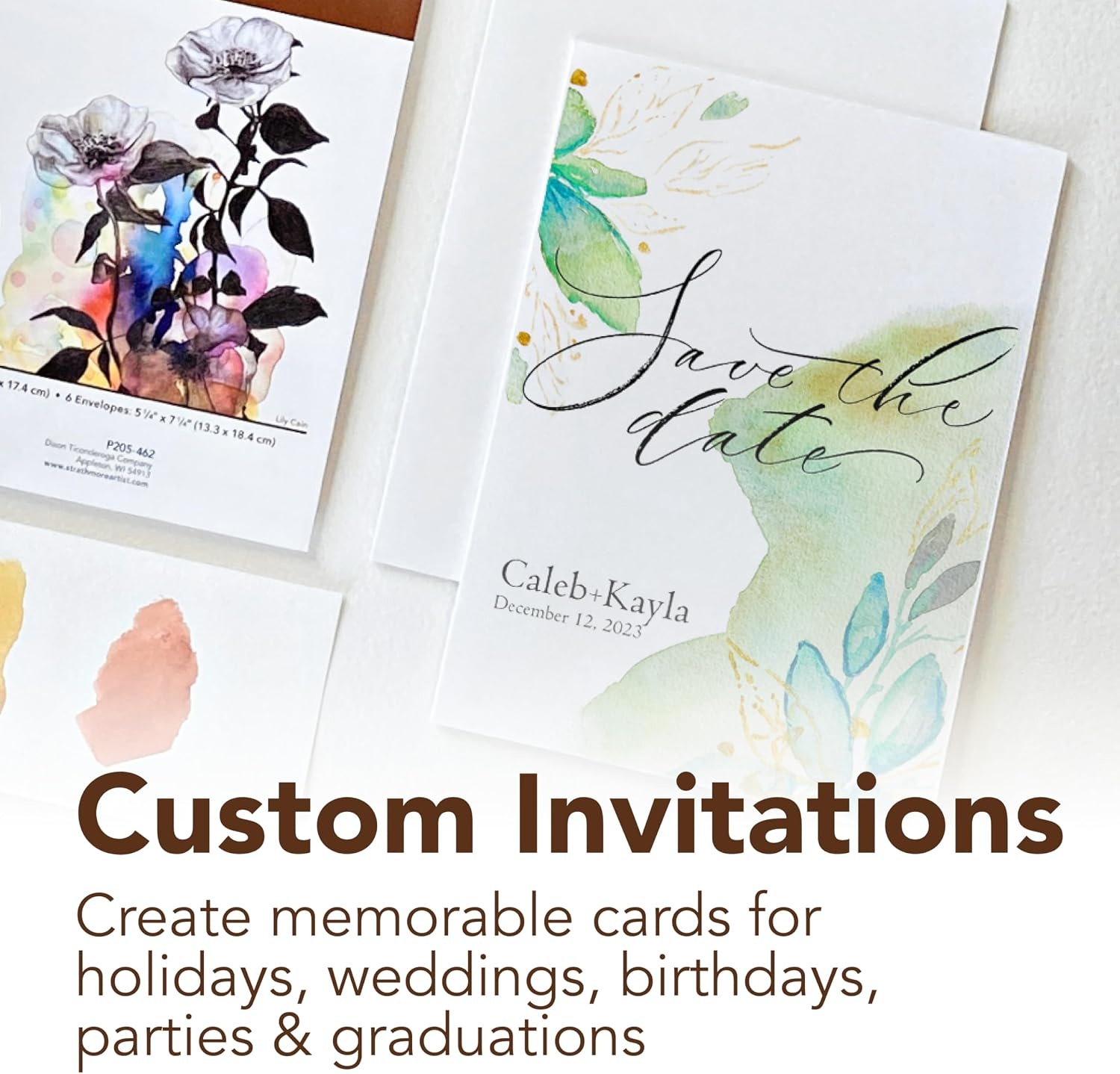 Strathmore 400 Series Mixed Media Cards, Announcement Size, 3.5×4.875 inches, 6 Pack, Envelopes Included – Custom Greeting Cards for Weddings, Events, Birthdays(3.5×4.875)