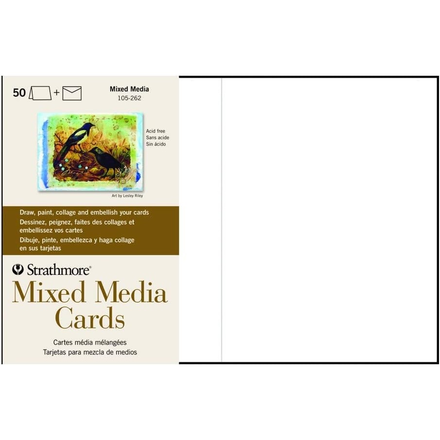 Strathmore Mixed Media Cards, 5×6.875 inches, 50 Pack, Envelopes Included – Custom Greeting Cards for Weddings, Events, Birthdays