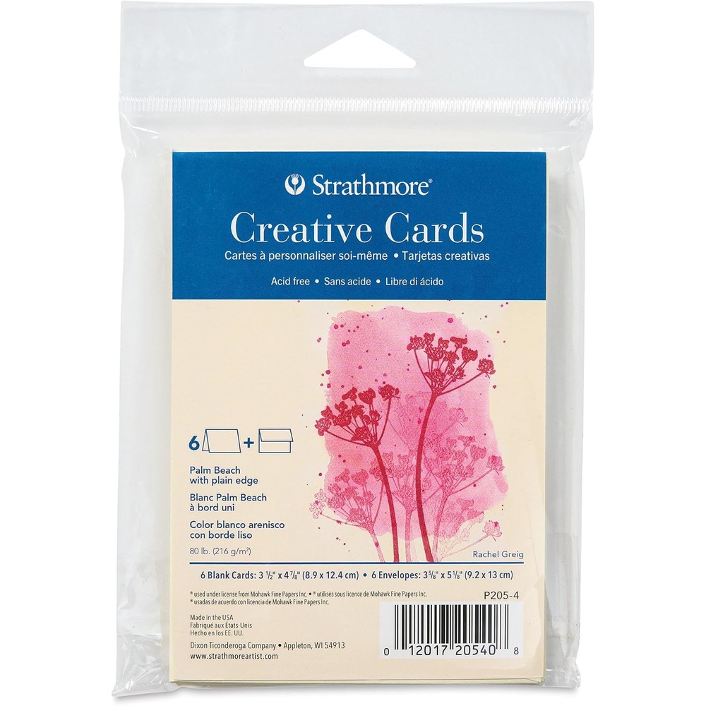 Strathmore Creative Cards with Envelopes, 80 lb. Smooth Surface, 5 X 6.875 inches, Palm Beach White/Plain Edge, Package of 50 (105-220)(3.5×4.875)