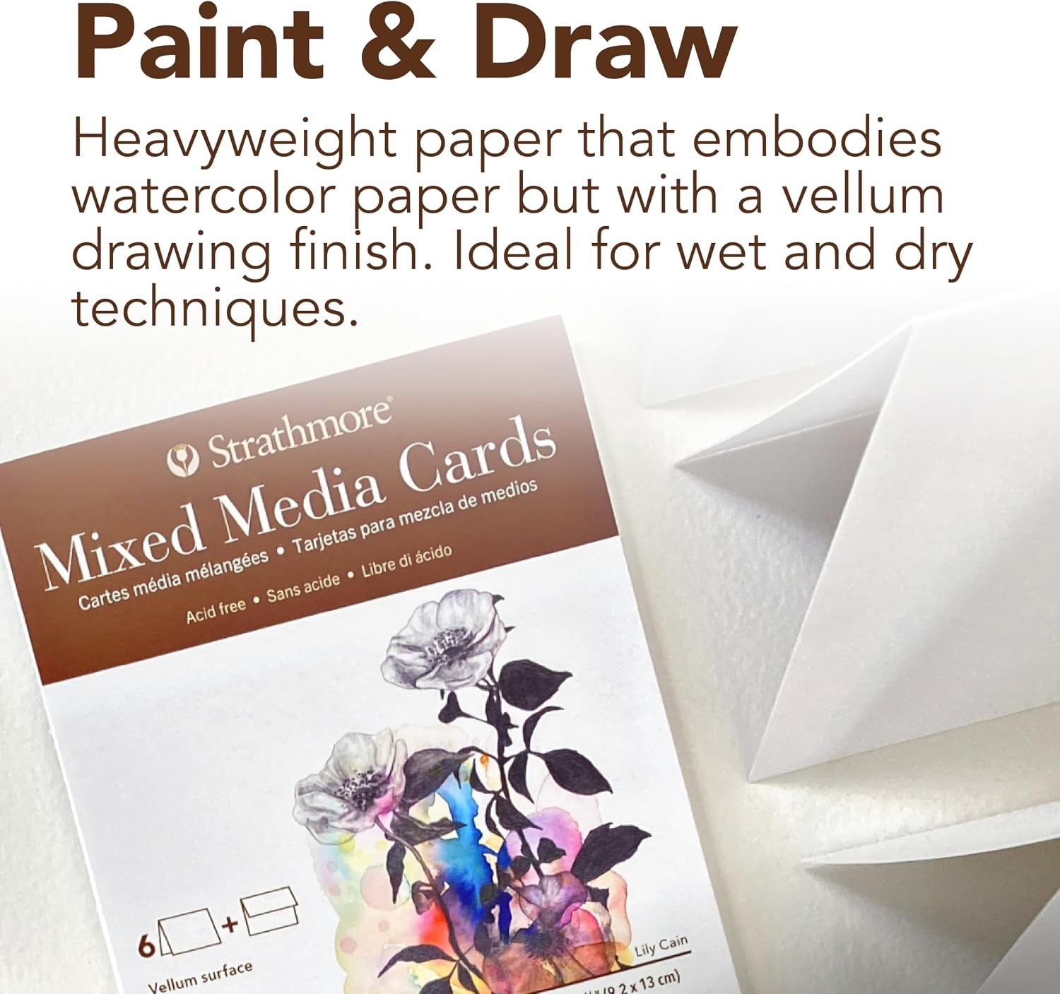 Strathmore 400 Series Mixed Media Cards, Announcement Size, 3.5×4.875 inches, 6 Pack, Envelopes Included – Custom Greeting Cards for Weddings, Events, Birthdays(3.5×4.875 (Pack of 12))