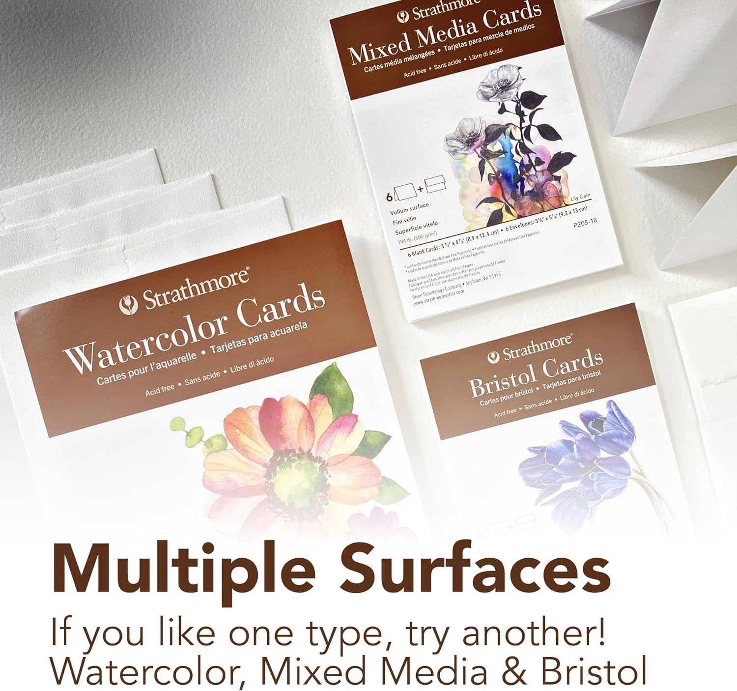 Strathmore 400 Series Mixed Media Cards, Announcement Size, 3.5×4.875 inches, 6 Pack, Envelopes Included – Custom Greeting Cards for Weddings, Events, Birthdays(3.5×4.875 (Pack of 12))