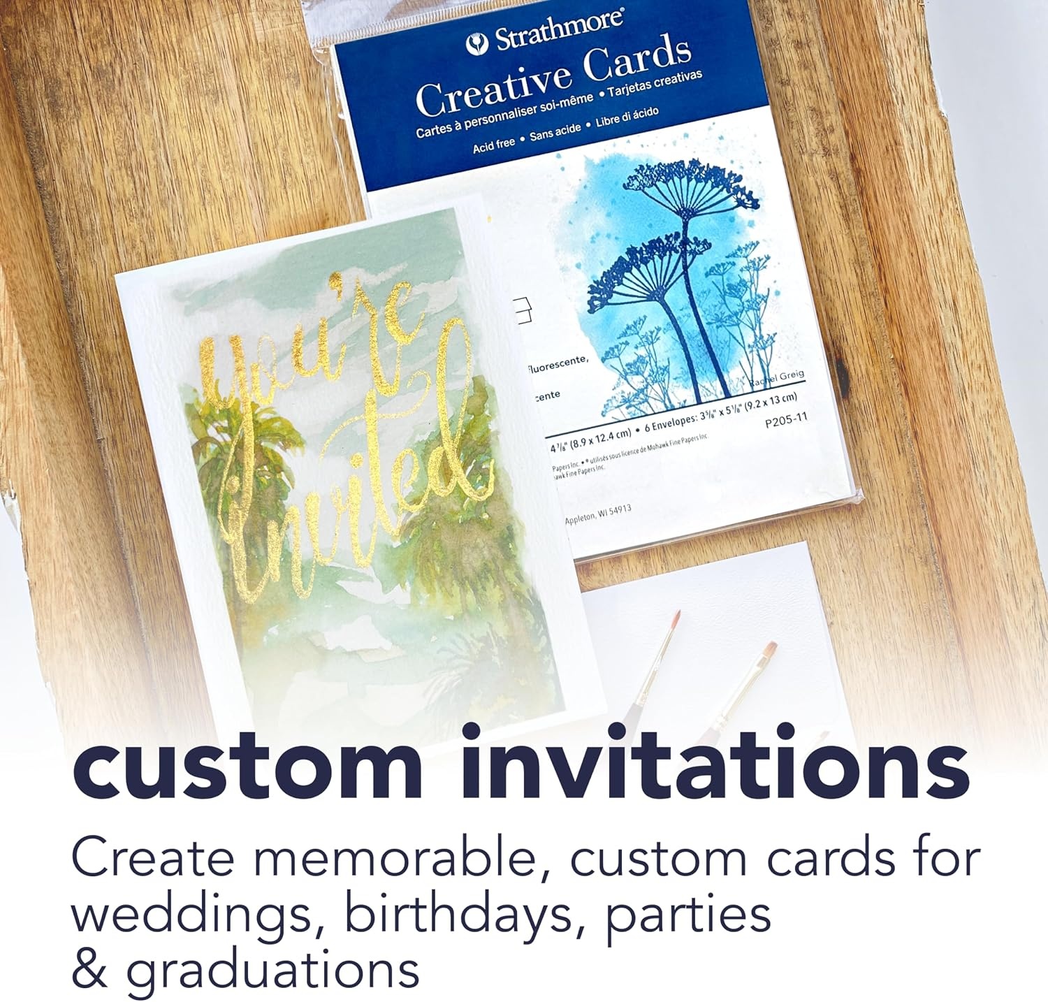 Strathmore Creative Cards with Envelopes, 80 lb. Smooth Surface, 5 X 6.875 inches, Palm Beach White/Plain Edge, Package of 50 (105-220)(5×6.875)