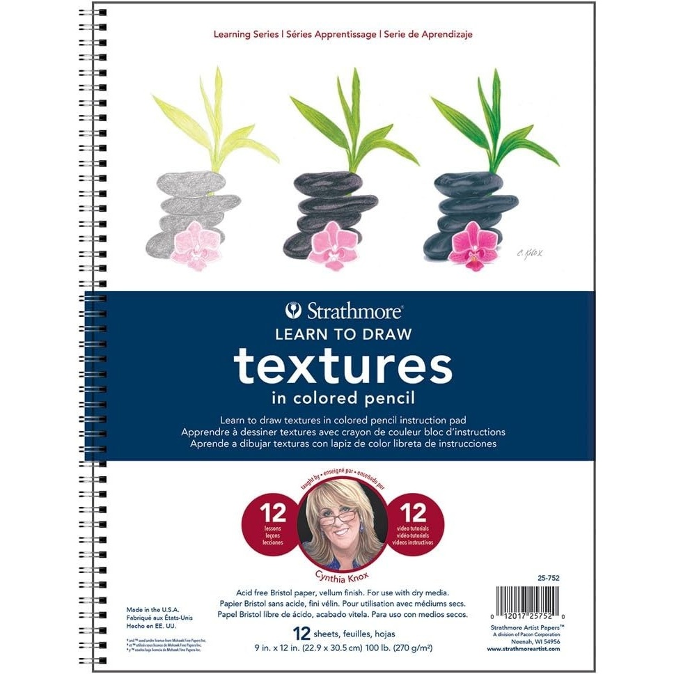 Strathmore Learning Series Hand Lettering Paper, Wirebound Pad, 9×12 inches, 28 Sheets (100lb/270g) – Artist Paper for Adults and Students – Markers, Ink, Pen(Colored Pencil  Textures)