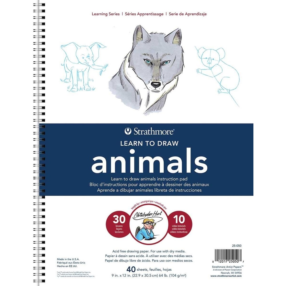Strathmore Learning Series Hand Lettering Paper, Wirebound Pad, 9×12 inches, 28 Sheets (100lb/270g) – Artist Paper for Adults and Students – Markers, Ink, Pen(Drawing  Animals)