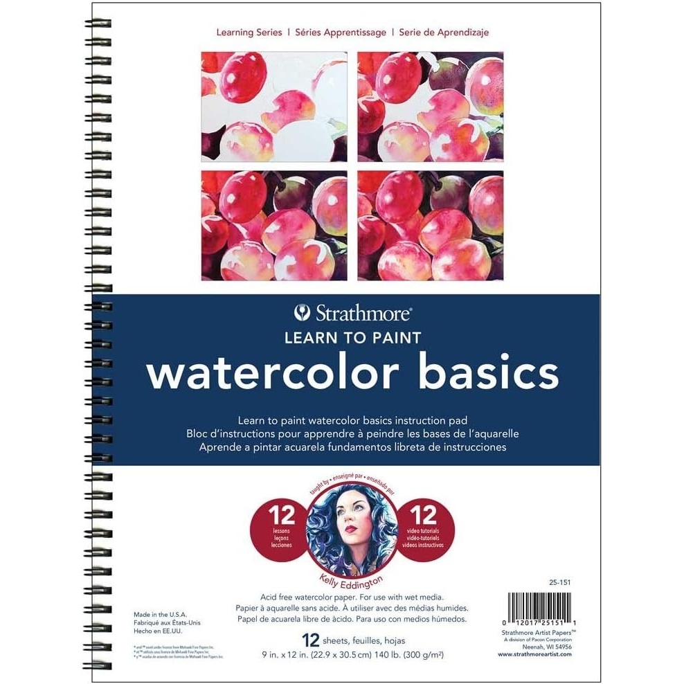 Strathmore Learning Series Hand Lettering Paper, Wirebound Pad, 9×12 inches, 28 Sheets (100lb/270g) – Artist Paper for Adults and Students – Markers, Ink, Pen(Watercolor  Basics)