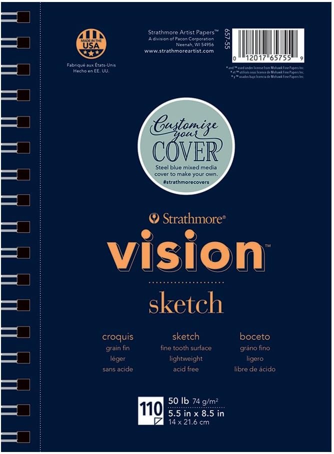 Strathmore Vision Fine Tooth Drawing Pad 9″X12″-64lb, 65 Sheets -62643590(5.5×8.5)
