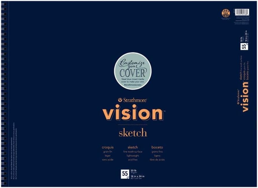 Strathmore Vision Fine Tooth Drawing Pad 9″X12″-64lb, 65 Sheets -62643590(18×24)