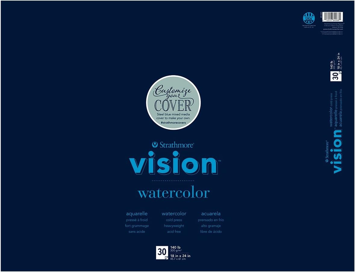 Strathmore Vision Fine Tooth Drawing Pad 9″X12″-64lb, 65 Sheets -62643590(18×24)