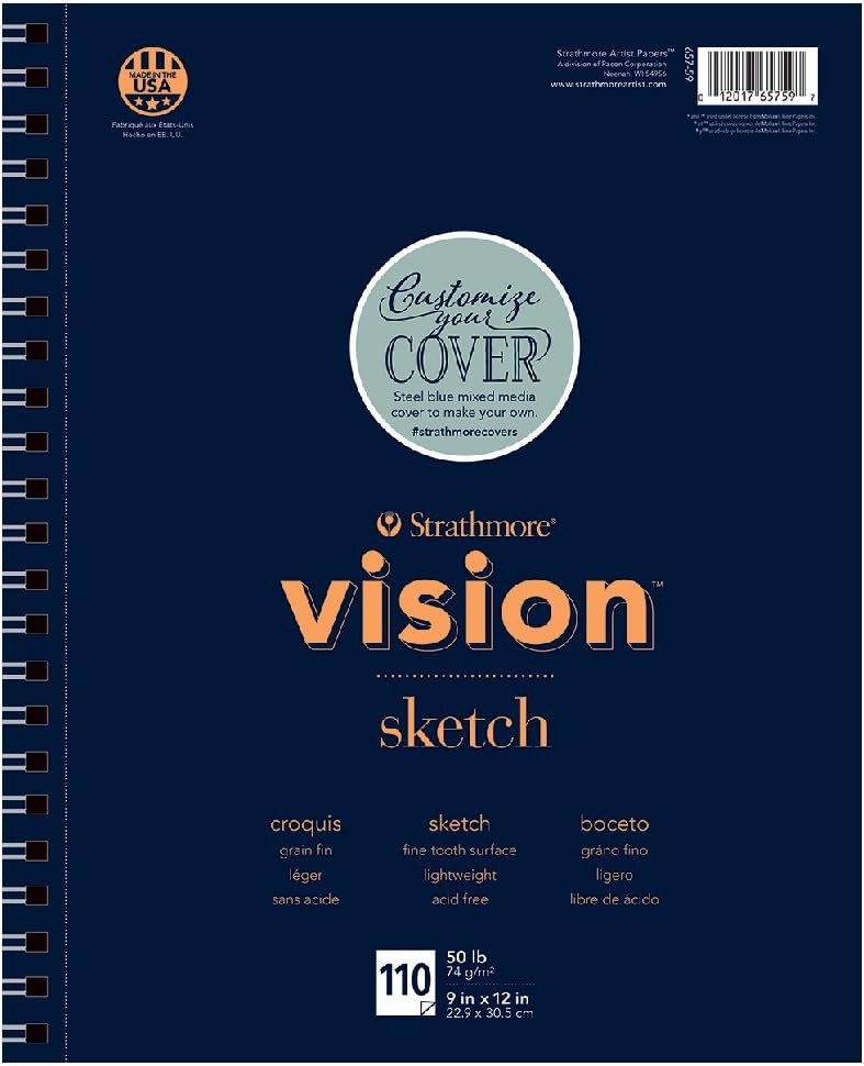 Strathmore Vision Fine Tooth Drawing Pad 9″X12″-64lb, 65 Sheets -62643590(9×12)