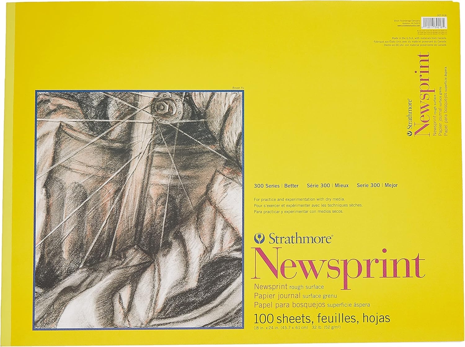 Strathmore 300 Series Tape Bound Newsprint Pad, 32 lb. Smooth Paper, 18 X 24 inches, 50 Sheets (307-18)(Beige)