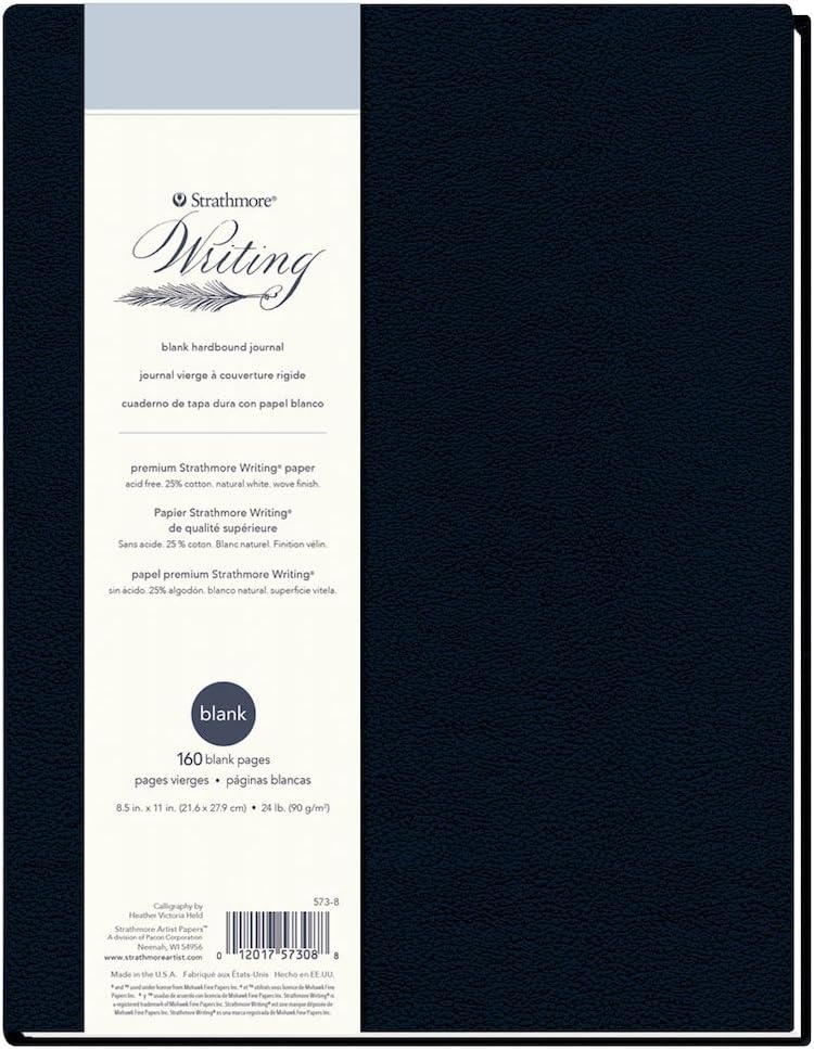 Strathmore 500 Series Hardbound Art Writing Journal (573-51), 5.5″x8.5″ Lined, 80 Sheets(Writing Blank)