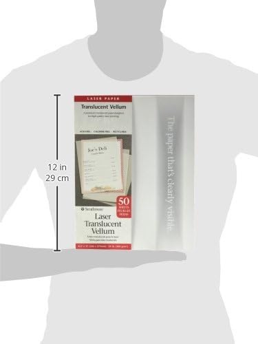 Strathmore 59-854 Laser Vellum Inkjet Paper, 8.5″x11″, 50 Sheets,white/ivory(8.5″x11″)